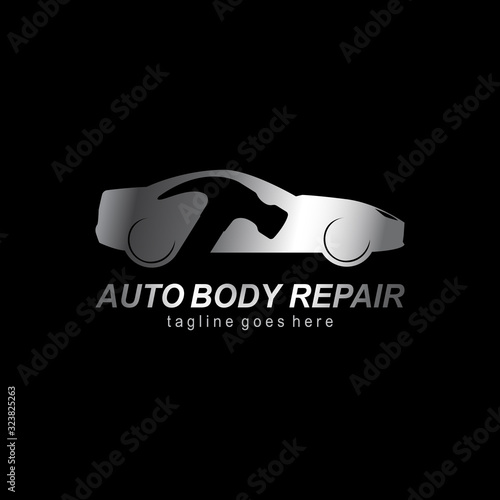 Auto body repair logo, emblems, badges and icons. Car logo