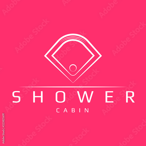 Shower logo in white line style with sample text