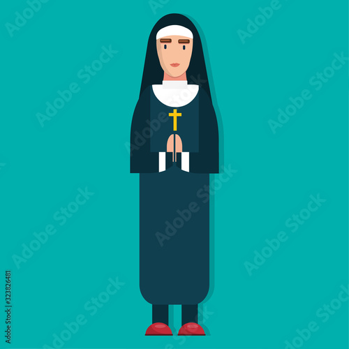 nun religious concept people vector illustration in flat style 