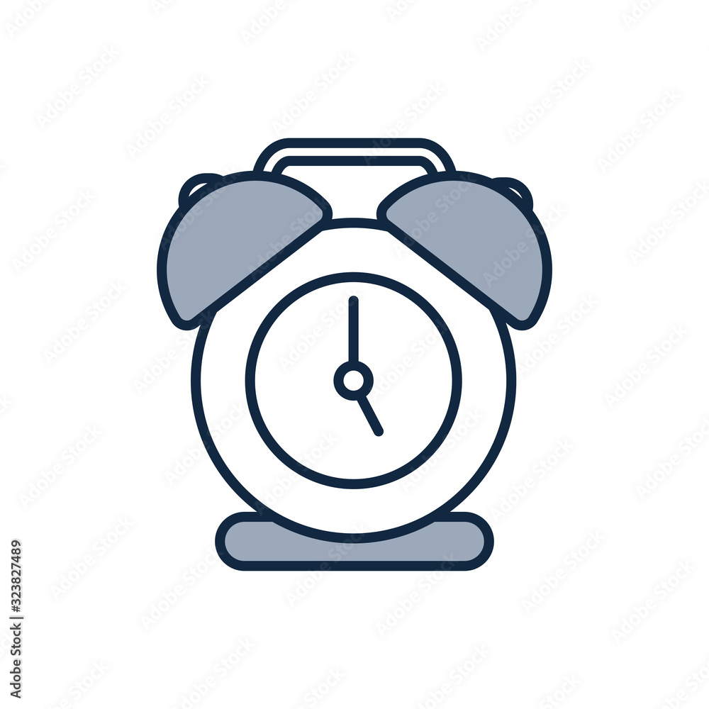 Isolated clock half line half color style icon vector design Isolated clock half line half color style icon vector design
