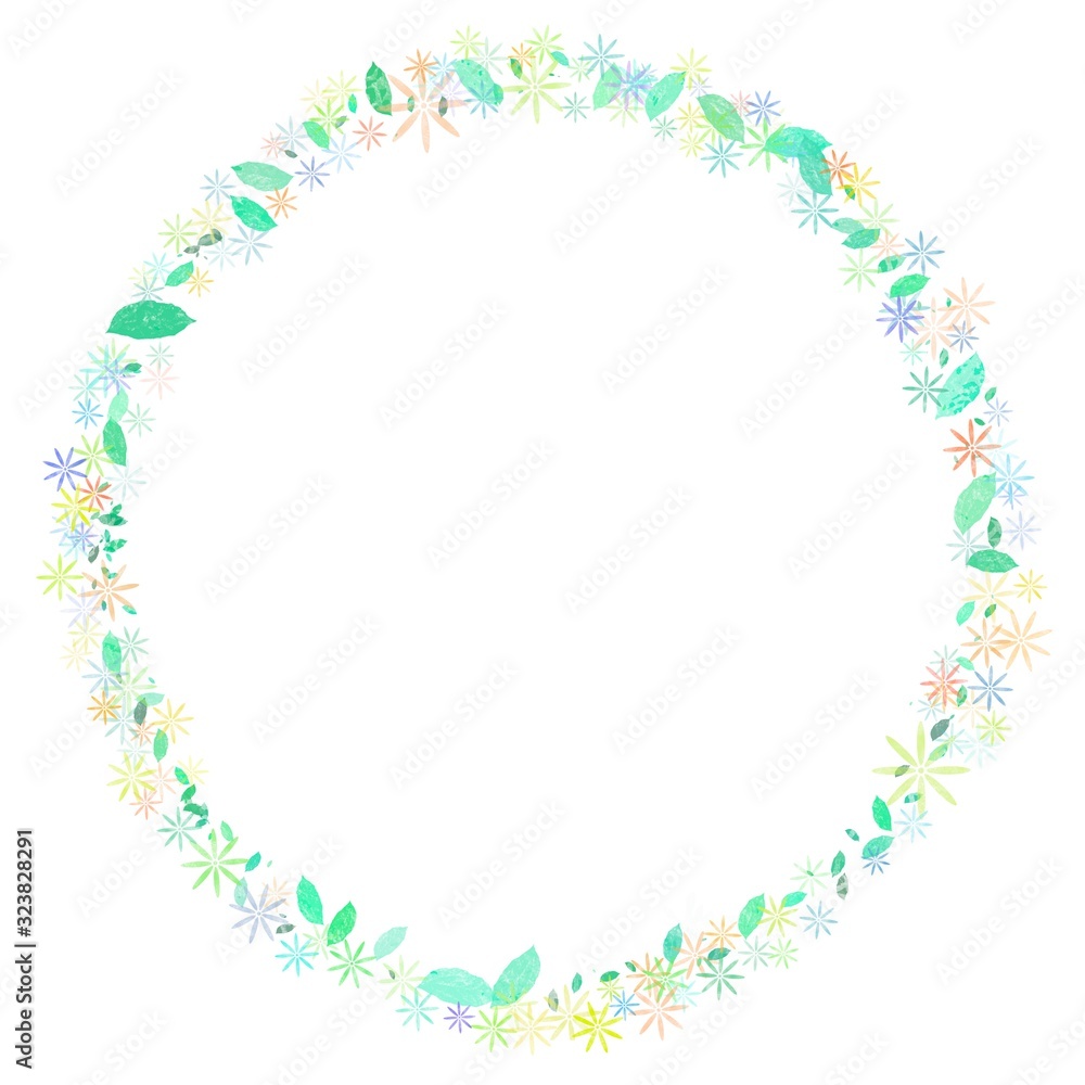 illustration  flowers and leaves  painting isolated on white background