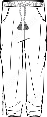 casual pants flat sketch template