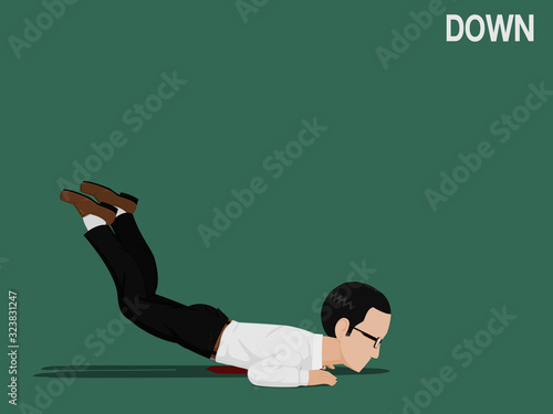 A business man is falling on the ground