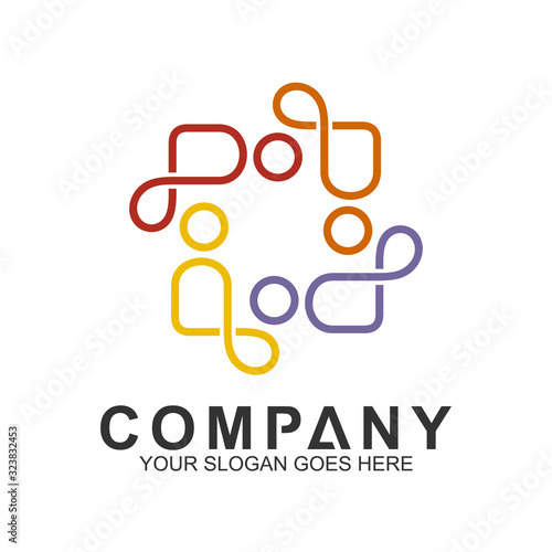 multicolored pictorial people logo design graphic for family care,social relationship,healthy people,happy kids,adoption child,education school,foundation community and medical clinic