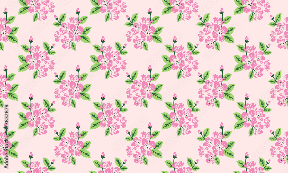 Elegant wallpaper for spring, with leaf and flower pattern background. Elegant wallpaper for spring, with leaf and flower pattern background.