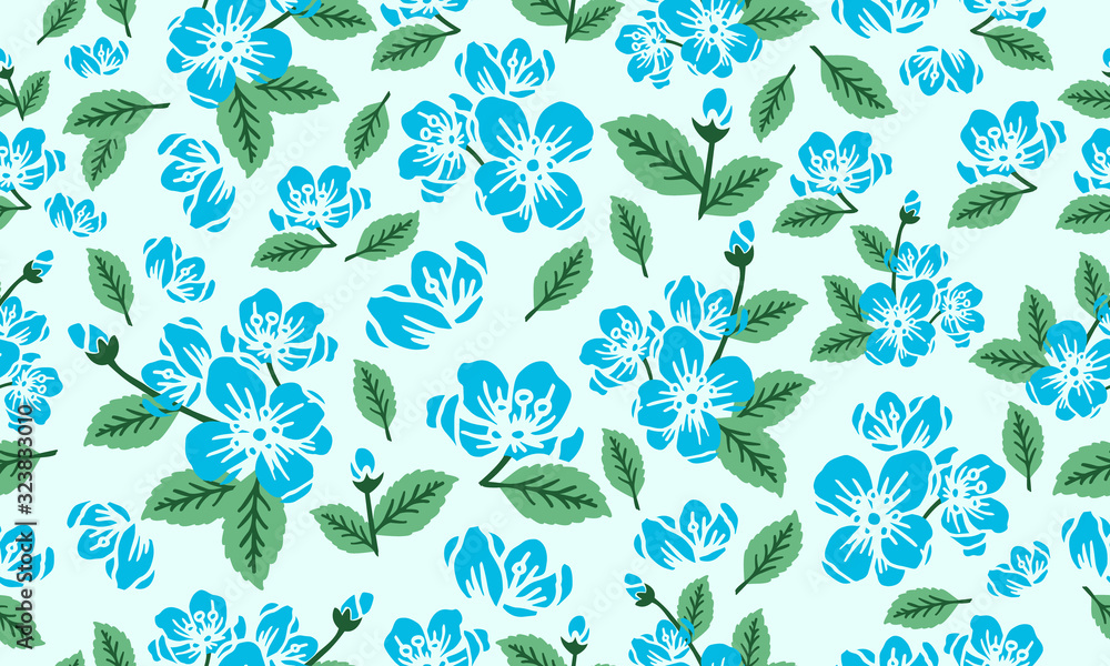 Elegant wallpaper for spring, with leaf and flower pattern background. Elegant wallpaper for spring, with leaf and flower pattern background.