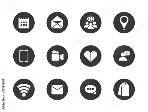 Social media block flat style icon set vector design