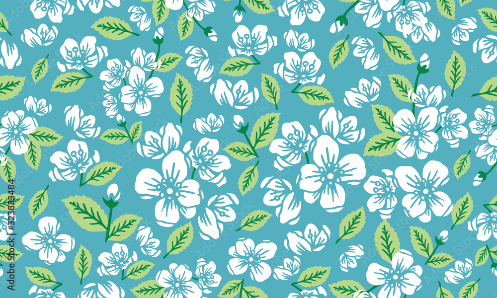 Beautiful of floral spring pattern background, with simple leaf and flower design. Beautiful of floral spring pattern background, with simple leaf and flower design.