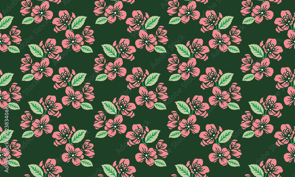 leaf and floral antique drawing, for floral spring pattern background.