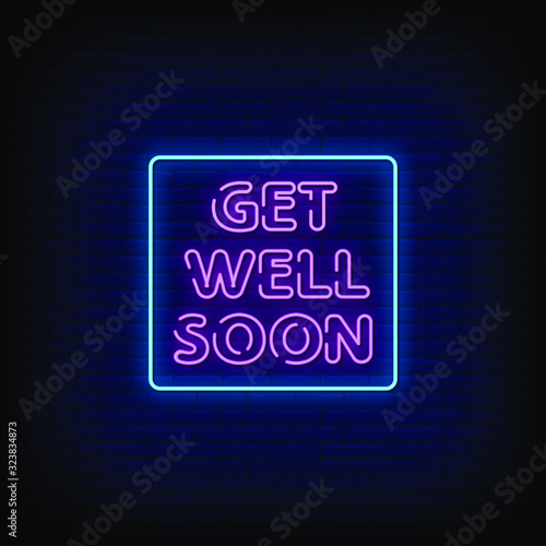 Get Well Soon Neon Signs Style text Vector