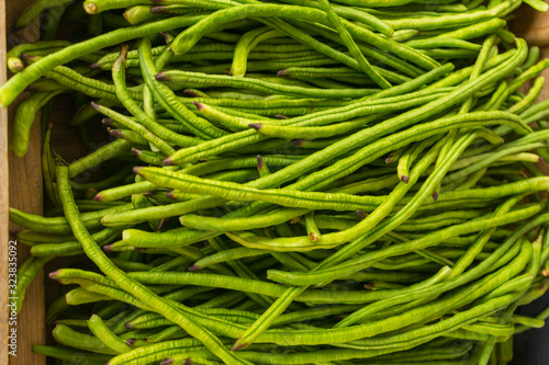 green fresh snake beans
