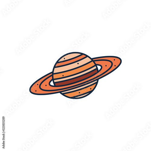 Isolated saturn line fill style icon vector design