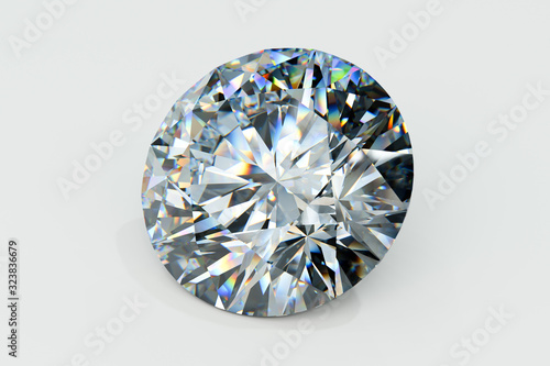 Round brilliant diamond on white background