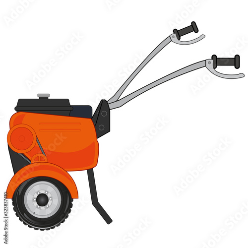 Walking tractor cartoon for garden and vegetable garden