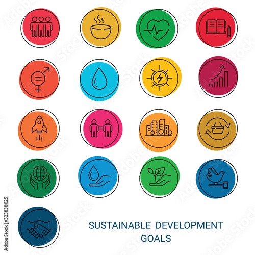 Icons Set .Sustainable Development Goals. 