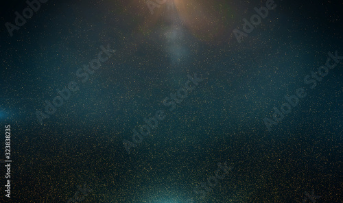 Abstract retro 1920 style vintage background of flickering gold tone particles and light flare