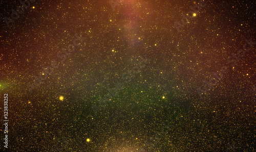 Abstract retro 1920 style vintage background of flickering gold tone particles and light flare