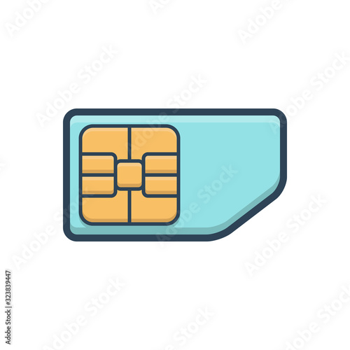 Color illustration icon for sim card simcard 