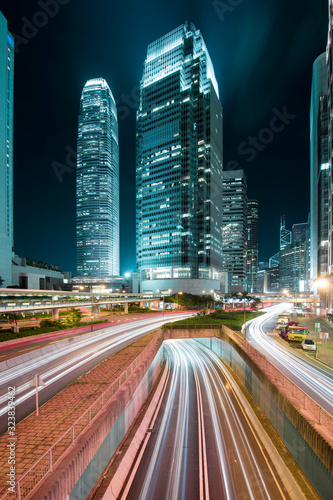 Photography Hong Kong city sky scraper at night dark tone business  district.
