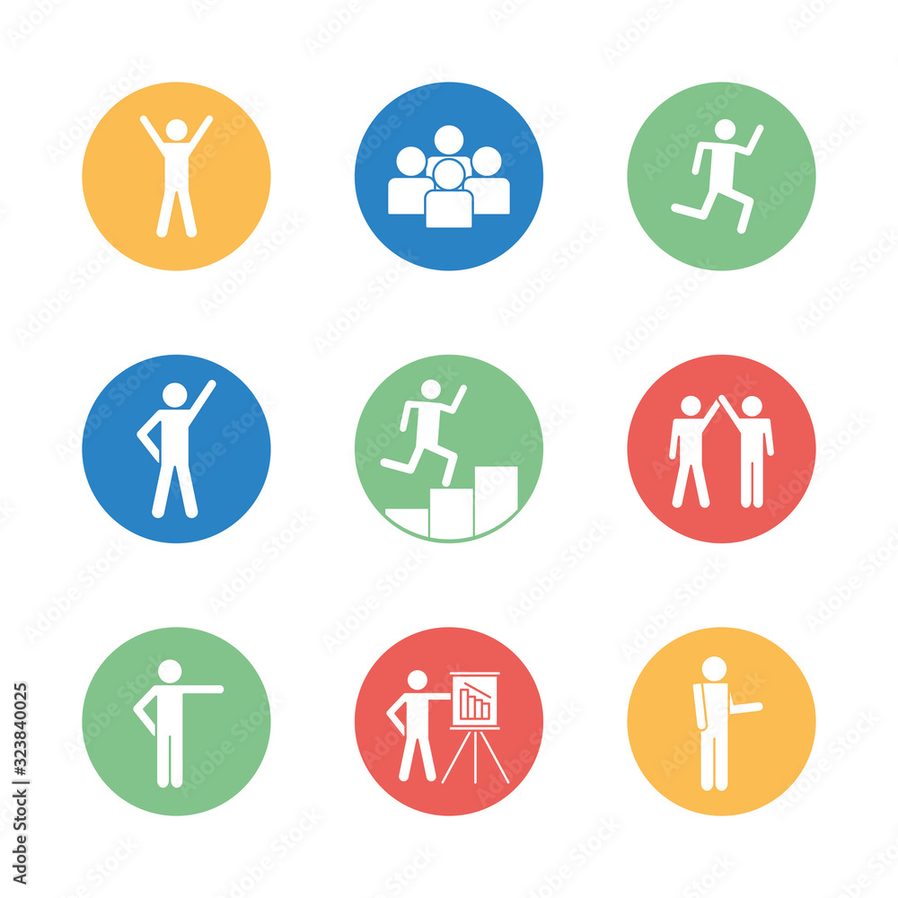 Isolated avatars block silhouette style icon set vector design Isolated avatars block silhouette style icon set vector design