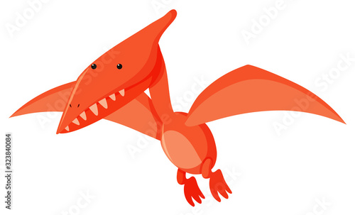 Single picture of orange pteranodon flying