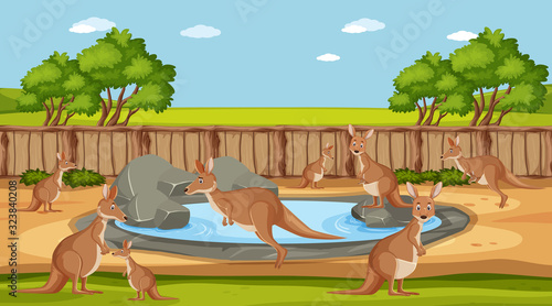 Scene with wild animals in the zoo at day time