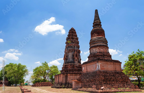 Ancient pagoda architecture  Wat Pra Sri Ratana Mahatat  in Lopburi Thailand,Public place allowing shooting for travel and worship