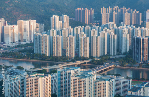 Aerial view of residential district of Hong Kong city