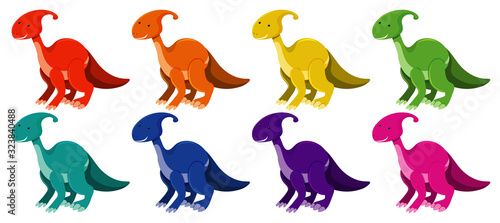 Parasaurolophus in eight different colors