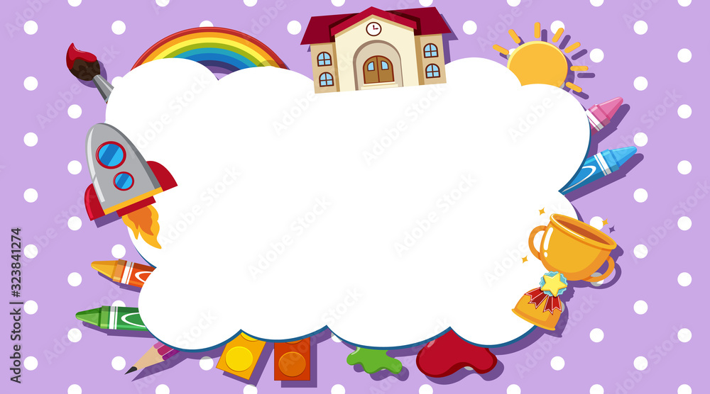 Obraz premium Border template with school items