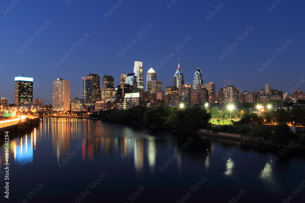Skyline view of Philadelphia, Pennsylvania at night