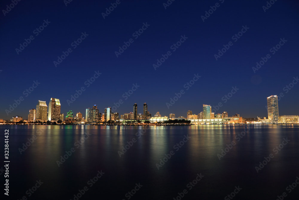 Night Scape of San Diego Downtown California