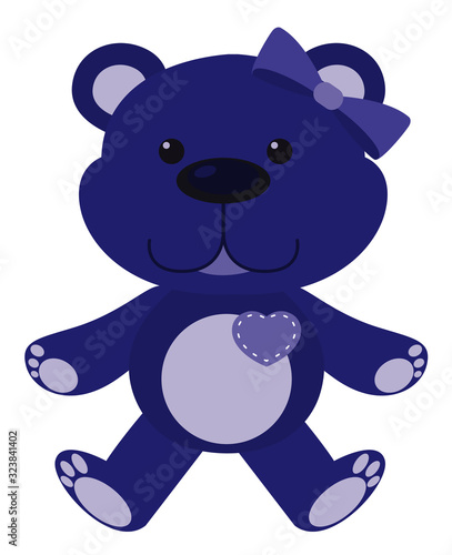 Cute teddy bear in color on white background