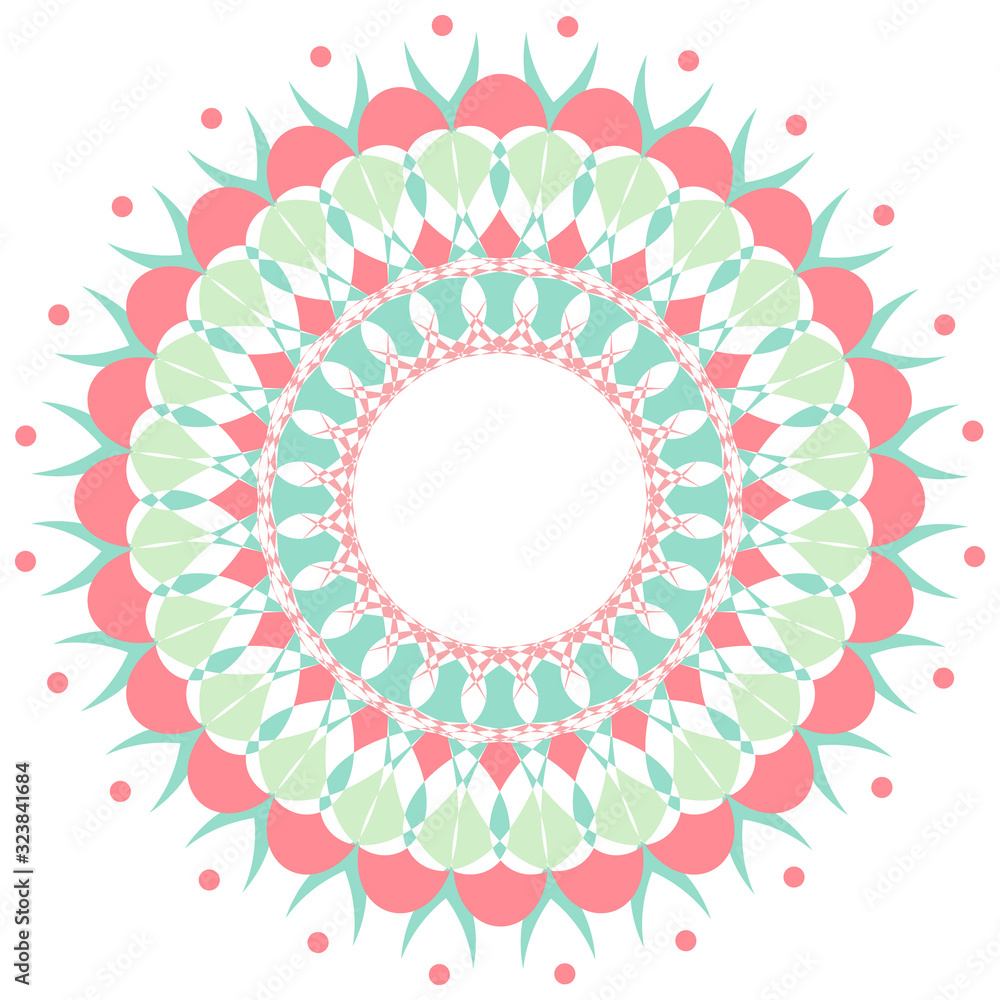 Mandala pattern design in pink and green color