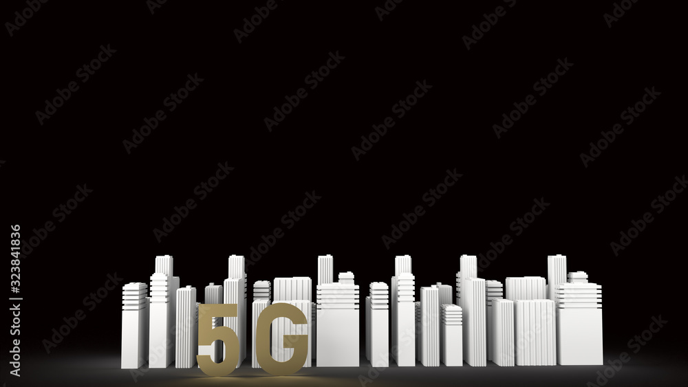 The 5g gold and city building 3d rendering for technology content.. The 5g gold and city building 3d rendering for technology content..