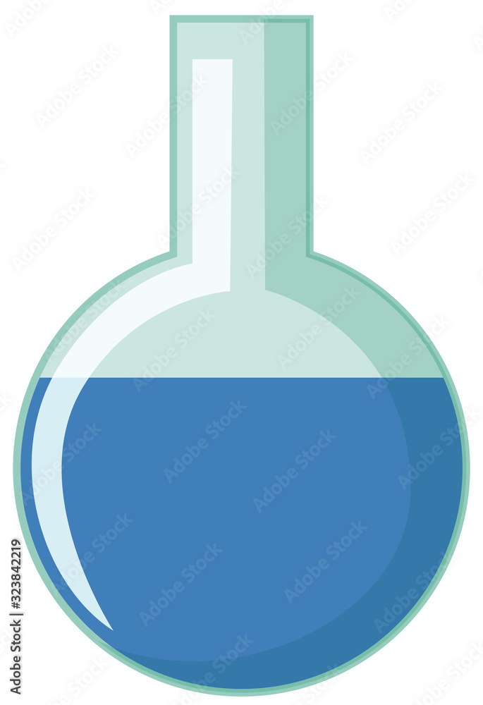 Flask with blue chemical inside Flask with blue chemical inside