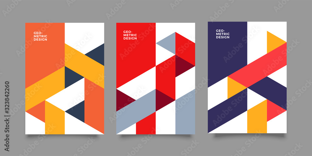 Placard templates set with Geometric shapes, Geometric art for covers, banners, flyers and posters. Eps10 vector illustrations	