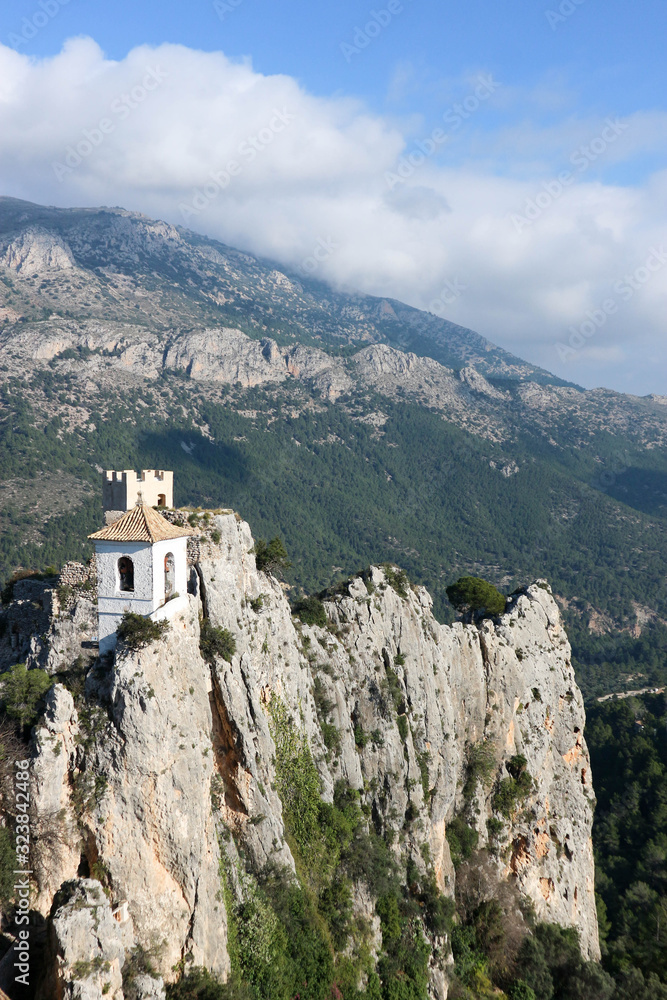 Breathtaking view to the mountain castle Guadalest in winter, Spain