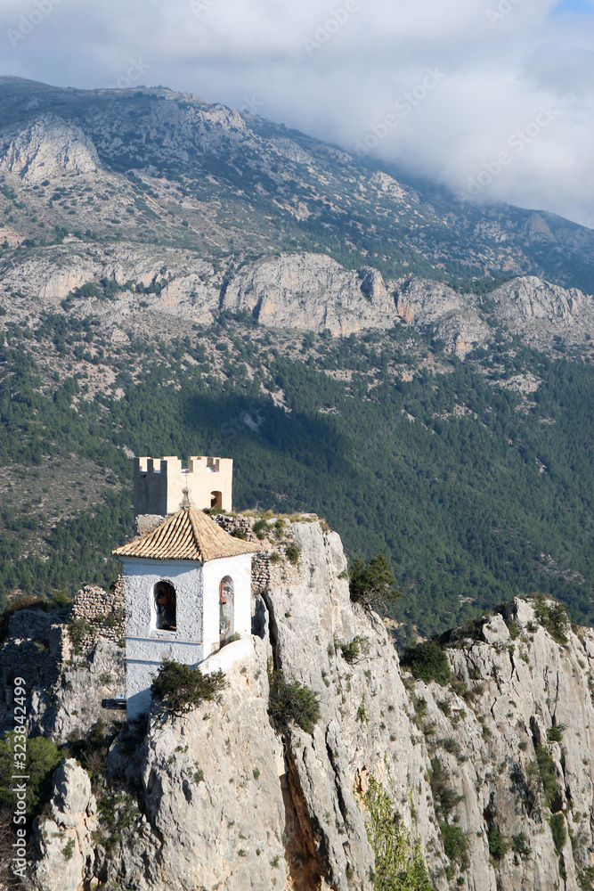 Breathtaking view to the mountain castle Guadalest in winter, Spain