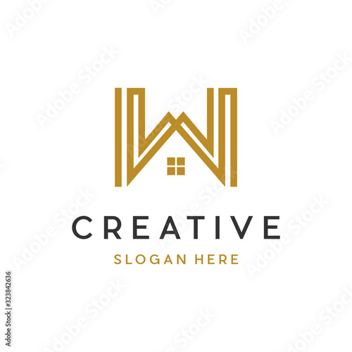 Letter W Home Property Realty Abstract Creative Modern Icon Logo Design Template Element Vector