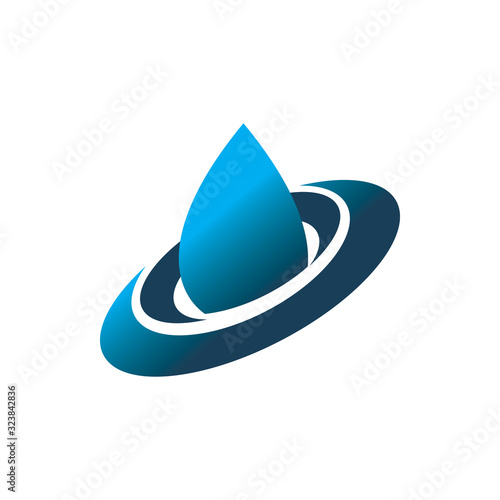 blue color water drop ellips dynamic orbit logo design photo