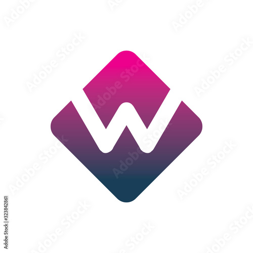 modern color diamond letter w logo design