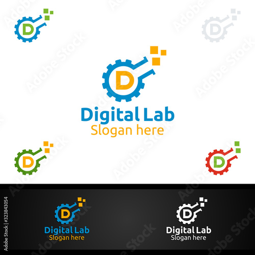 Digital Lab Letter D for Digital Marketing Financial Advisor or Invest Vector Logo Design Icon