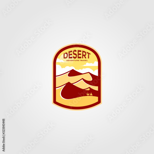 desert landscape view logo vintage vector illustration design