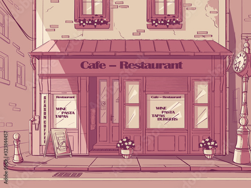 Vector cartoon background cafe in the hungary