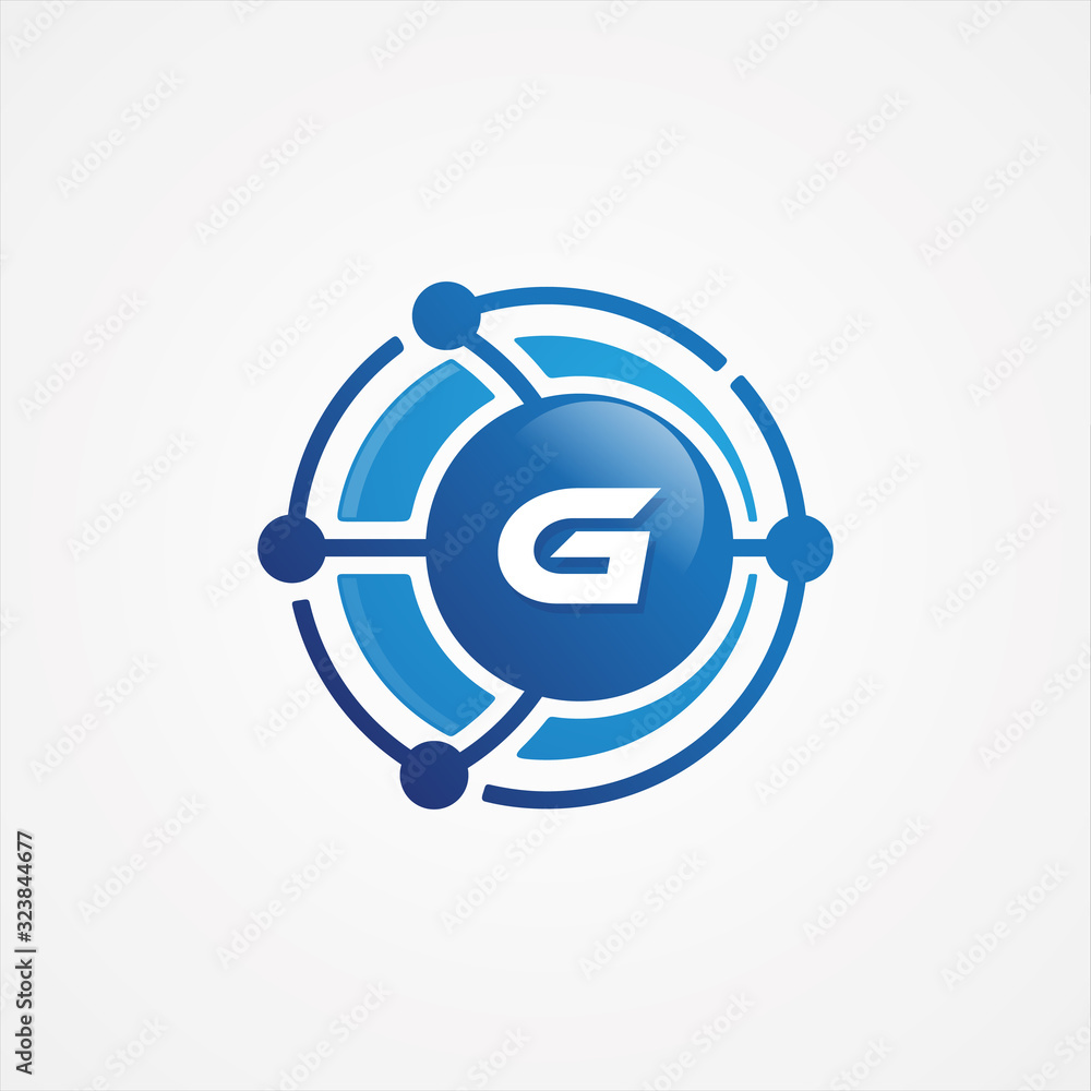 Technology design vector orbit with letter G symbol design minimalist Technology design vector orbit with letter G symbol design minimalist