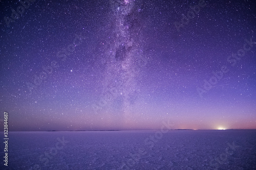 Salar de Uyuni salt flat during the starry night, Bolivia