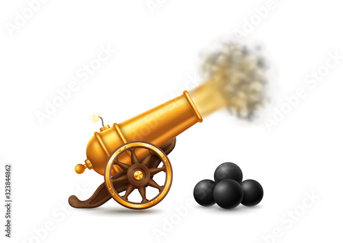 Golden Cannon with Fire