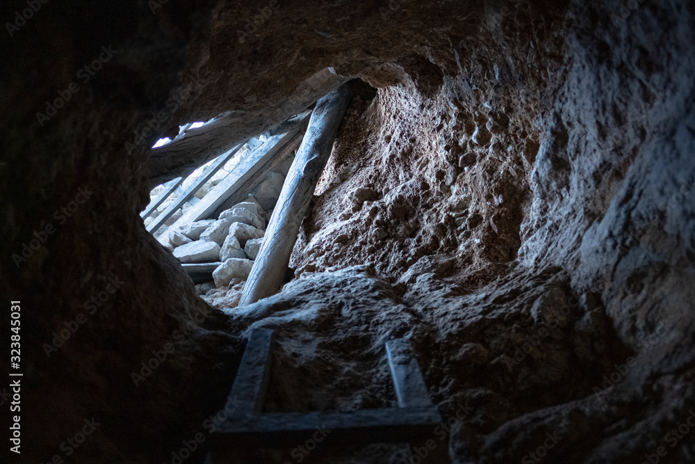 Fototapeta premium Exit from the mine located in the mountain of Cerro Rico in Bolivia