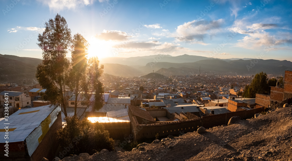 City of Potosi as seen from the mountain of Cerro Rico at sunset, Bolivia City of Potosi as seen from the mountain of Cerro Rico at sunset, Bolivia